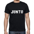 junto Men's Short Sleeve Round Neck T-shirt , 5 letters Black , word 00006