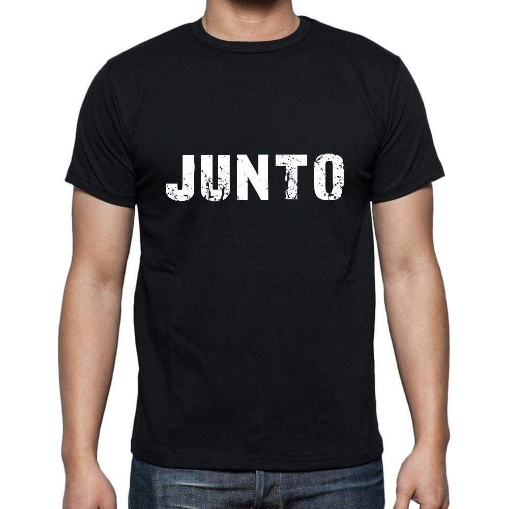 Junto Mens Short Sleeve Round Neck T-Shirt 5 Letters Black Word 00006 - Casual