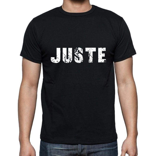 Juste Mens Short Sleeve Round Neck T-Shirt 5 Letters Black Word 00006 - Casual