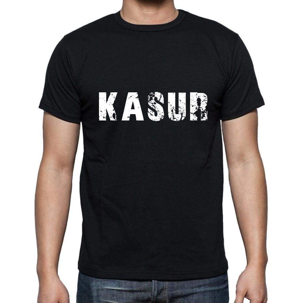 Kasur Mens Short Sleeve Round Neck T-Shirt 5 Letters Black Word 00006 - Casual