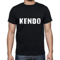 kendo Men's Short Sleeve Round Neck T-shirt , 5 letters Black , word 00006