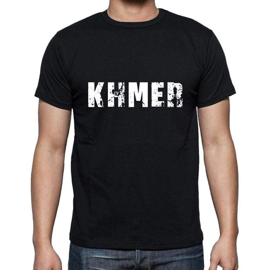 Khmer Mens Short Sleeve Round Neck T-Shirt 5 Letters Black Word 00006 - Casual