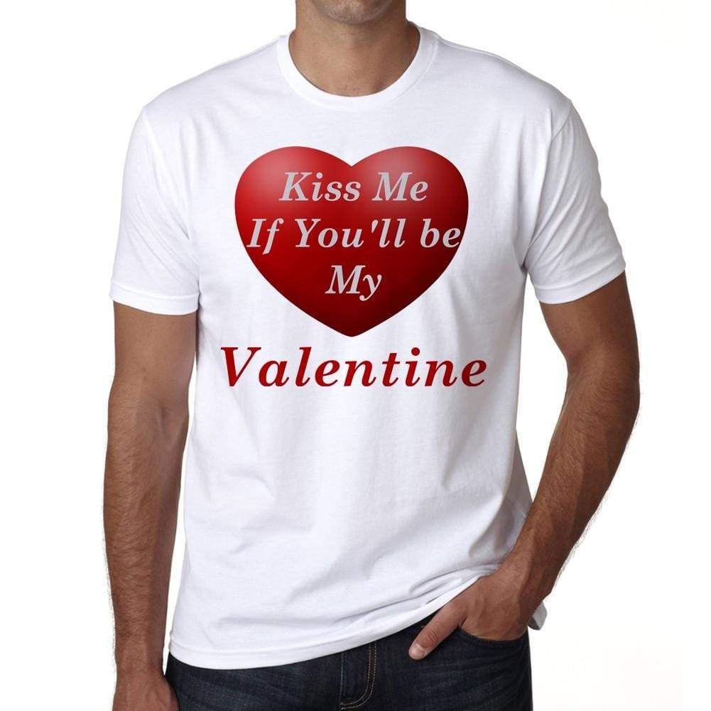 Kiss Me My Valentine Mens Tee White 100% Cotton 00156