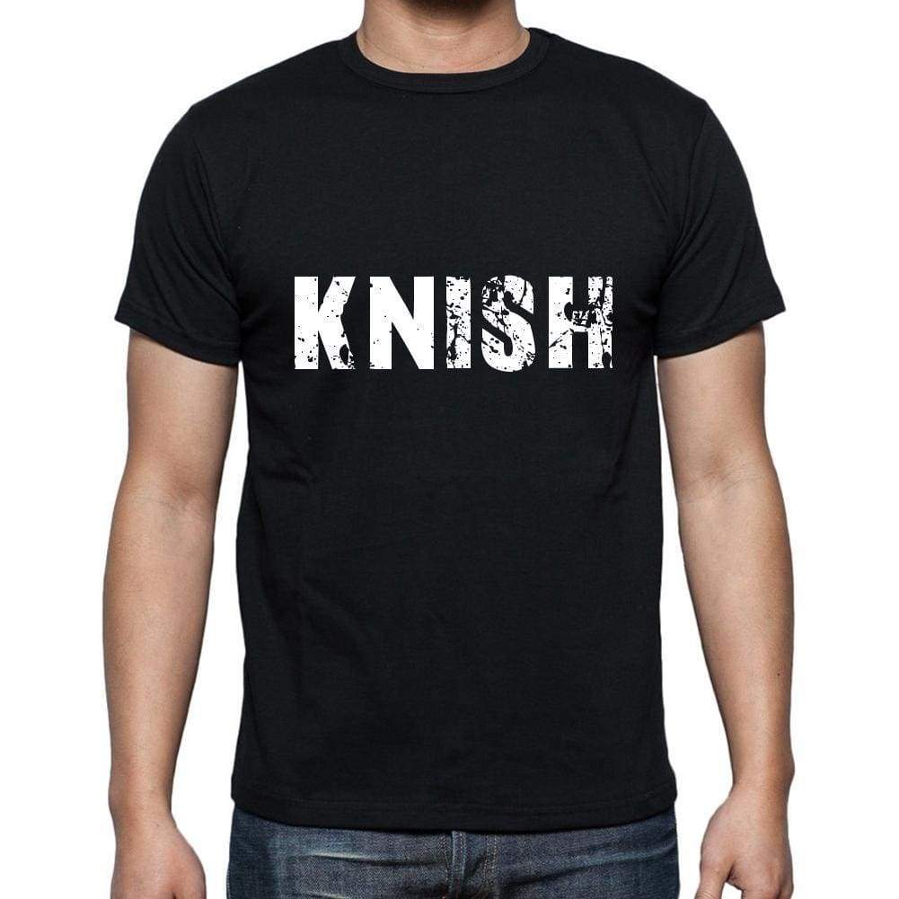 Knish Mens Short Sleeve Round Neck T-Shirt 5 Letters Black Word 00006 - Casual