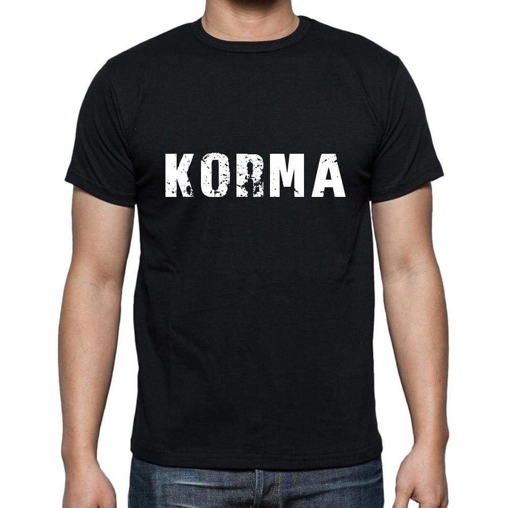 Korma Mens Short Sleeve Round Neck T-Shirt 5 Letters Black Word 00006 - Casual