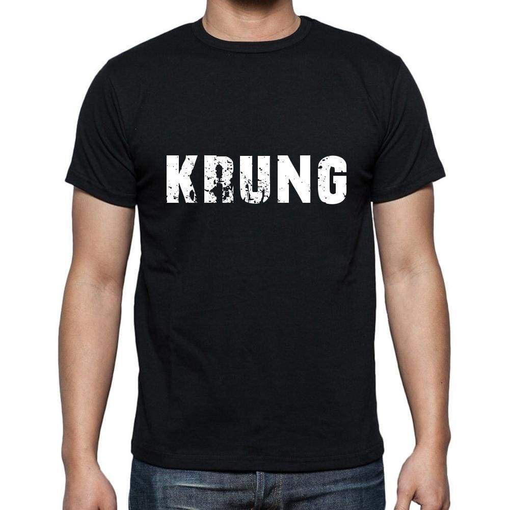 Krung Mens Short Sleeve Round Neck T-Shirt 5 Letters Black Word 00006 - Casual