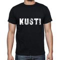 kusti Men's Short Sleeve Round Neck T-shirt , 5 letters Black , word 00006