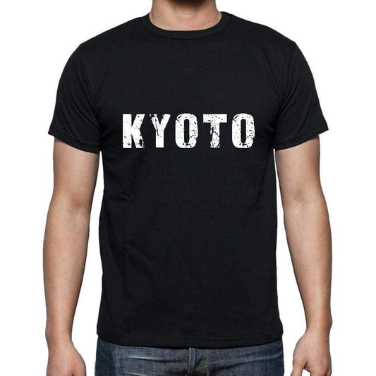 Kyoto Mens Short Sleeve Round Neck T-Shirt 5 Letters Black Word 00006 - Casual