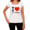 LA PUENTE, I Love City's, White, Women's Short Sleeve Round Neck T-shirt 00012