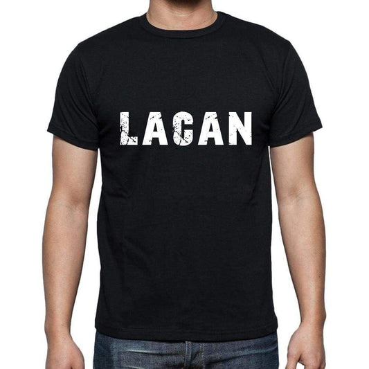 Lacan Mens Short Sleeve Round Neck T-Shirt 5 Letters Black Word 00006 - Casual