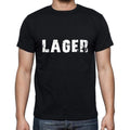 lager Men's Short Sleeve Round Neck T-shirt , 5 letters Black , word 00006