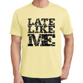 LATE Like me, Pale Yellow, Men's Short Sleeve Round Neck T-shirt 00294