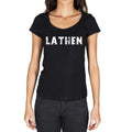 lathen, German Cities Black, Women's Short Sleeve Round Neck T-shirt 00002