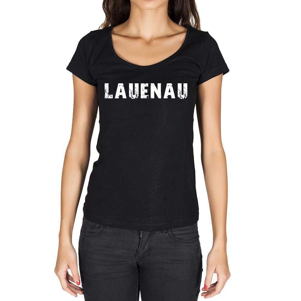 Lauenau German Cities Black Womens Short Sleeve Round Neck T-Shirt 00002 - Casual