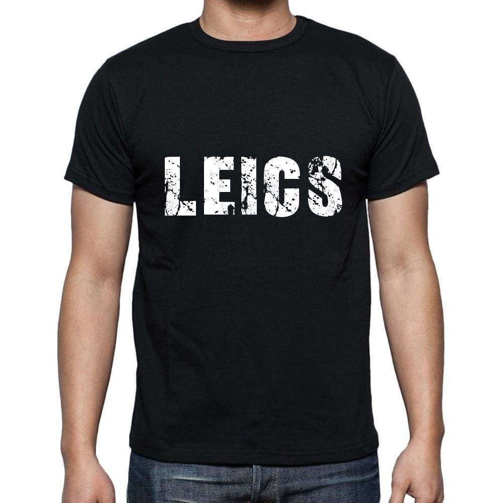 Leics Mens Short Sleeve Round Neck T-Shirt 5 Letters Black Word 00006 - Casual