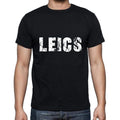 leics Men's Short Sleeve Round Neck T-shirt , 5 letters Black , word 00006
