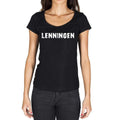 lenningen, German Cities Schwarz, Damen Kurzarm-Rundhals-T-Shirt 00002