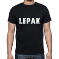 lepak Men's Short Sleeve Round Neck T-shirt , 5 letters Black , word 00006