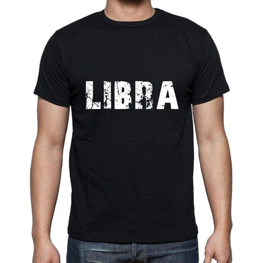 Libra Mens Short Sleeve Round Neck T-Shirt 5 Letters Black Word 00006 - Casual