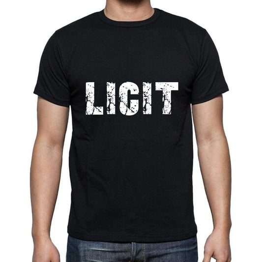 Licit Mens Short Sleeve Round Neck T-Shirt 5 Letters Black Word 00006 - Casual