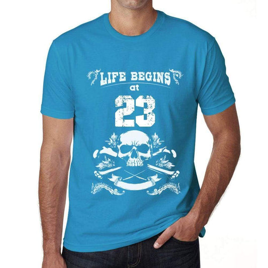 Life Begins At 23 Mens T-Shirt Blue Birthday Gift 00451 - Blue / Xs - Casual