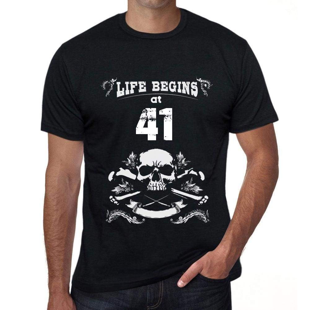 Life Begins At 41 Mens Black T-Shirt Birthday Gift 00449 - Black / Xs - Casual