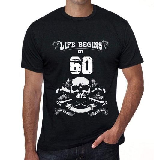 Life Begins At 60 Mens Black T-Shirt Birthday Gift 00449 - Black / Xs - Casual