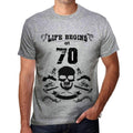Life Begins at 70 Men's T-shirt Grey Birthday Gift 00450