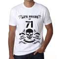 La vie commence à 71 ans T-shirt Homme Blanc Cadeau d'anniversaire 00448
