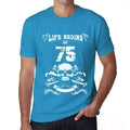 Life Begins at 75 Men's T-shirt Blue Birthday Gift 00451