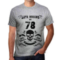 Life Begins at 78 Men's T-shirt Grey Birthday Gift 00450