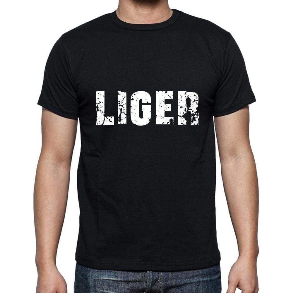 Liger Mens Short Sleeve Round Neck T-Shirt 5 Letters Black Word 00006 - Casual