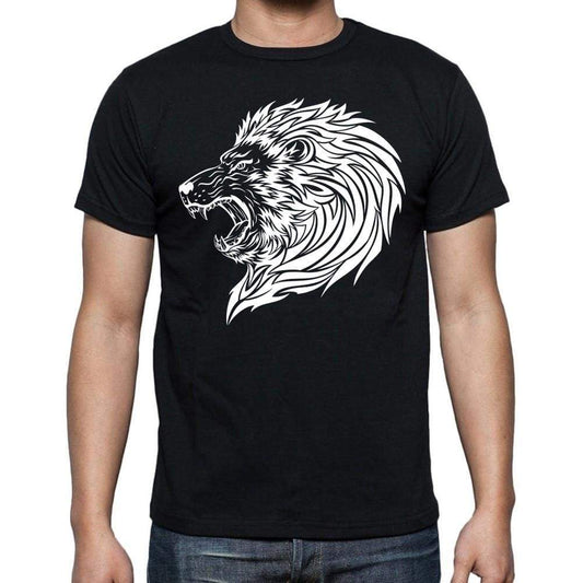 Lion Tribal Head Tattoo Black Gift T Shirt Mens Tee Black 00166