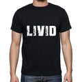 Livid Herren-Kurzarm-T-Shirt mit Rundhalsausschnitt, 5 Buchstaben Schwarz, Wort 00006