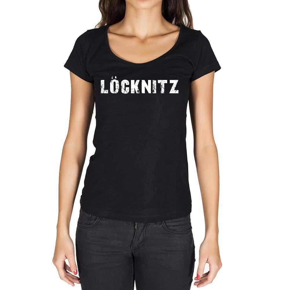 Löcknitz German Cities Black Womens Short Sleeve Round Neck T-Shirt 00002 - Casual