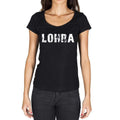 lohra, German Cities Black, Women's Short Sleeve Round Neck T-shirt 00002