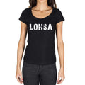 lohsa, German Cities Black, Women's Short Sleeve Round Neck T-shirt 00002
