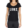 lübz, German Cities Black, Women's Short Sleeve Round Neck T-shirt 00002