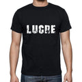 lucre Men's Short Sleeve Round Neck T-shirt , 5 letters Black , word 00006
