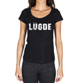 lügde, German Cities Black, Women's Short Sleeve Round Neck T-shirt 00002