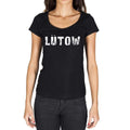 lütow, German Cities Black, Women's Short Sleeve Round Neck T-shirt 00002