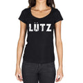 lütz, German Cities Black, Women's Short Sleeve Round Neck T-shirt 00002