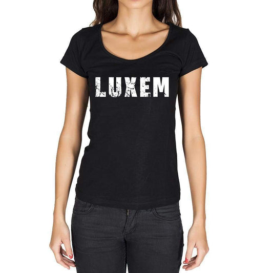 Luxem German Cities Black Womens Short Sleeve Round Neck T-Shirt 00002 - Casual