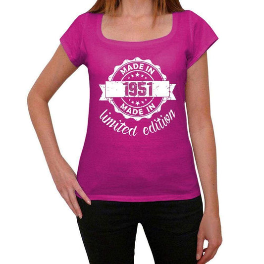 Made In 1951 Limited Edition Womens T-Shirt Pink Birthday Gift 00427 - Pink / Xs - Casual