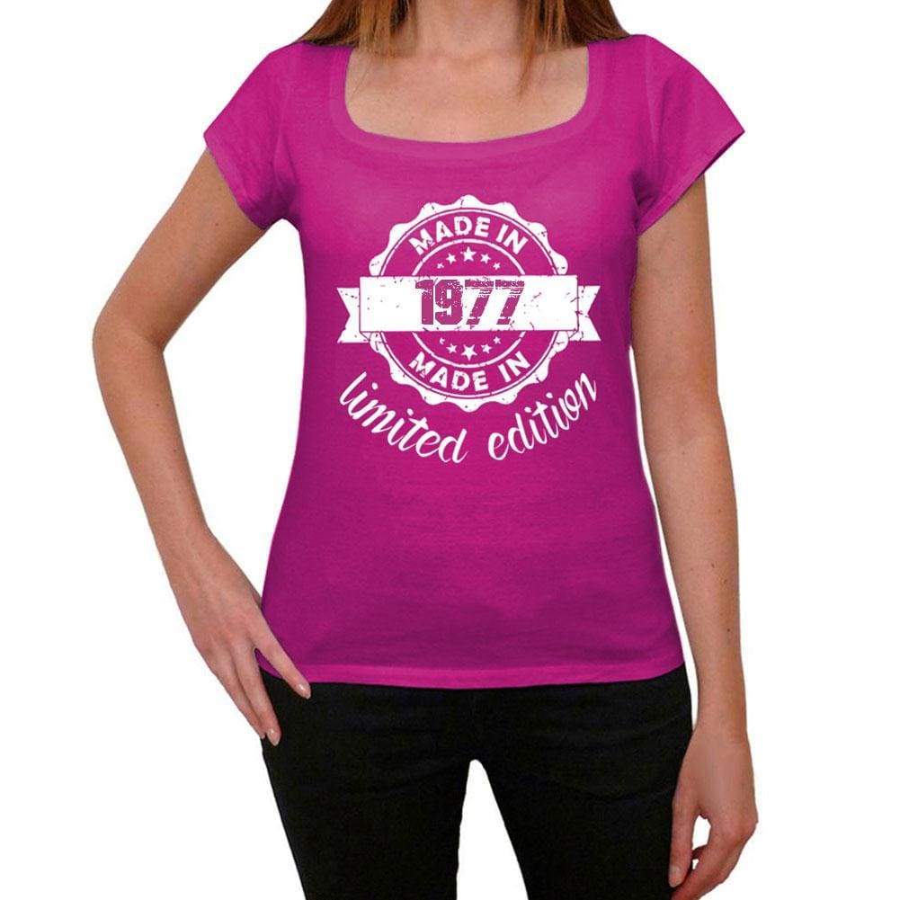 Made In 1977 Limited Edition Womens T-Shirt Pink Birthday Gift 00427 - Pink / Xs - Casual
