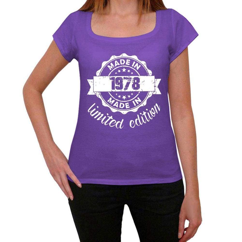 Made In 1978 Limited Edition Womens T-Shirt Purple Birthday Gift 00428 - Purple / Xs - Casual