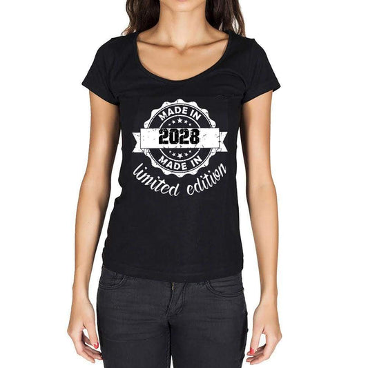 Made In 2028 Limited Edition Womens T-Shirt Black Birthday Gift 00426 - Black / Xs - Casual