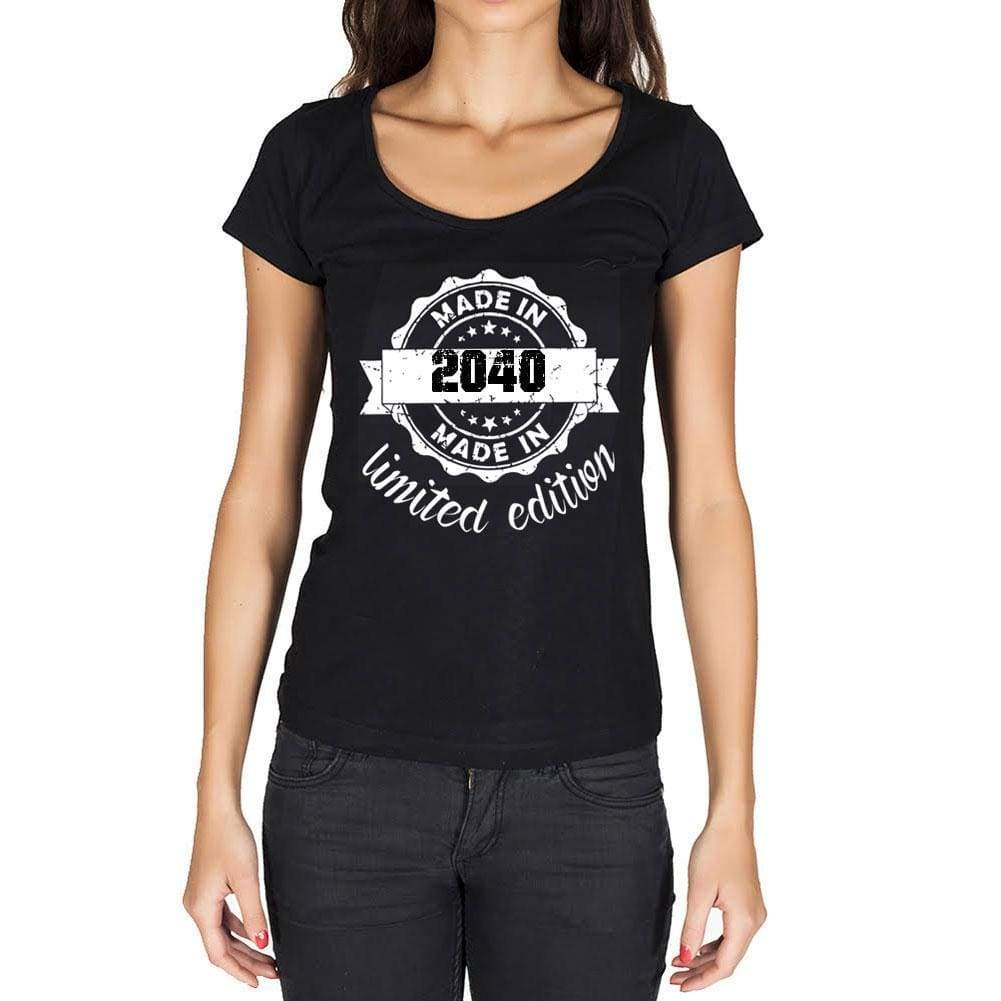 Made In 2040 Limited Edition Womens T-Shirt Black Birthday Gift 00426 - Black / Xs - Casual