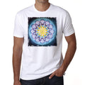 Mandala 9 H, Weißes Herren-T-Shirt, 100 % Baumwolle 00175