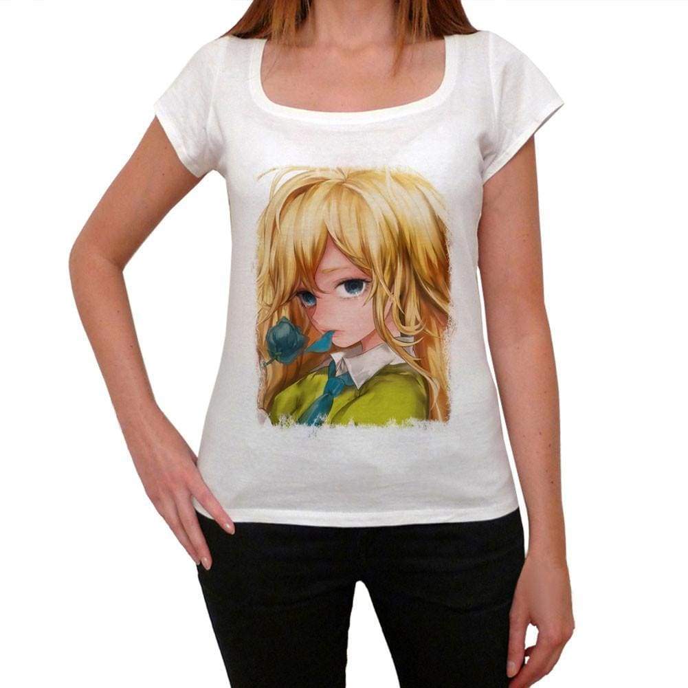 Manga Blonde Girl With Blue Rose T-Shirt For Women T Shirt Gift 00088 - T-Shirt